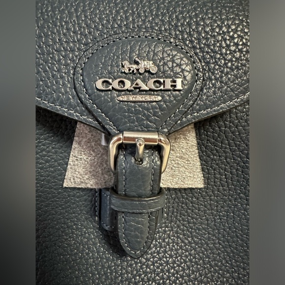 COACH Amelia Convertible Crossbody/Bagpack Soft Pebble Leather Silver/Denim NWOT - Picture 10 of 12